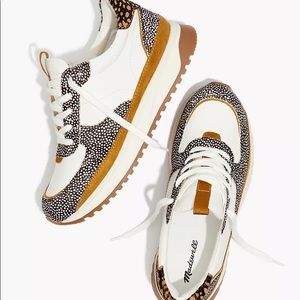 Madewell Kickoff Trainer Sneakers in Leather and Spot Mix Calf Hair - Size 6